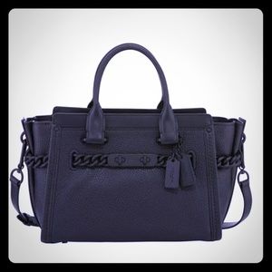 Black Pebble Leather Coach Swagger